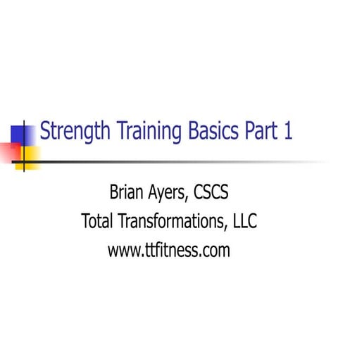 Strength Training Basics Part 1