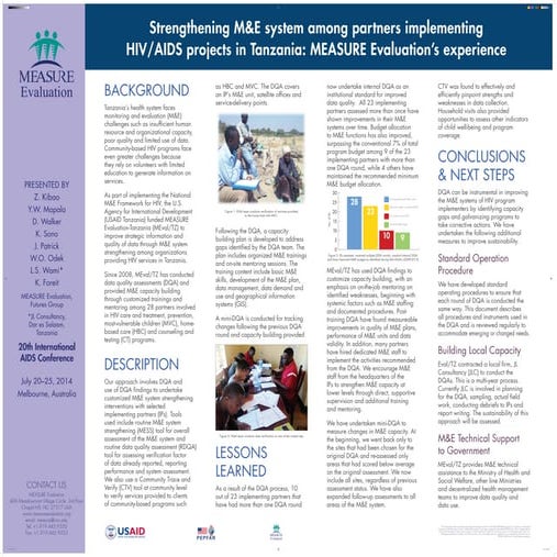 Strengthening M&E System Among Partners Implementing HIV/AIDS Projects in Tan...
