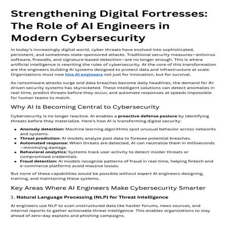 Strengthening Digital Fortresses The Role of AI Engineers in Modern ...