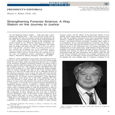 Strengthening forensic science a way station on the way to justice