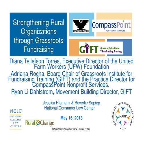 Strengthening Rural Organizations through Grassroots Fundraising 