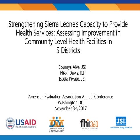 Strengthening Sierra Leone's Capacity to Provide Health Services: Assessing I...