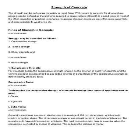 Strength of concrete