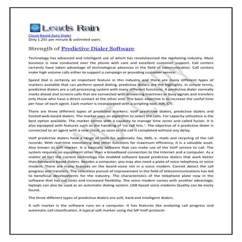 Strength of predictive dialer software