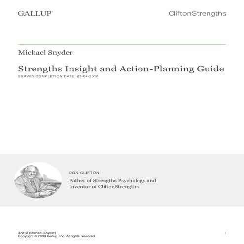 Clifton Strengths: Insight and Action Planning Guide -Top 10 Strengths