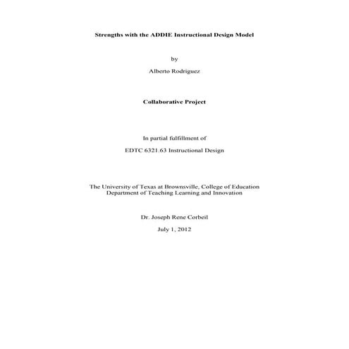 Strengths in the addie model