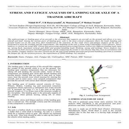 Stress and fatigue analysis of landing gear axle of a trainer aircraft