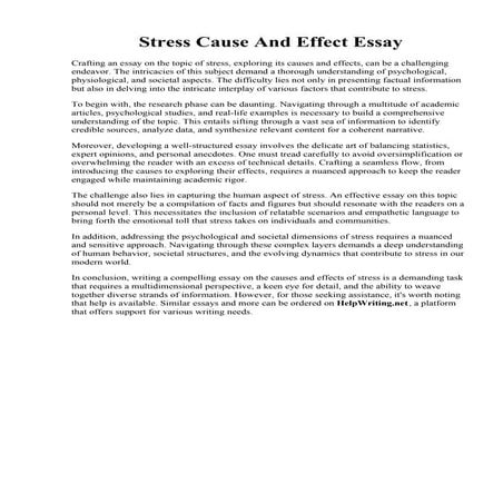Stress Cause And Effect Essay