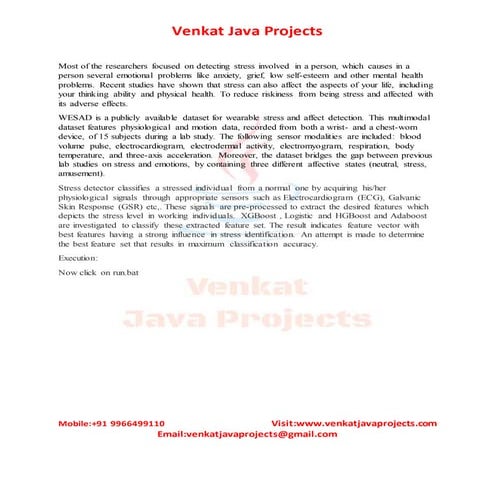 Stress detection screen shots