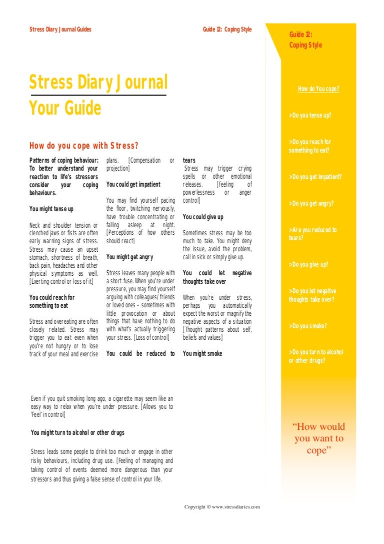 Stress diary guide 12. coping style