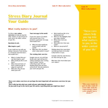 Stress diary guide 19. what really matters