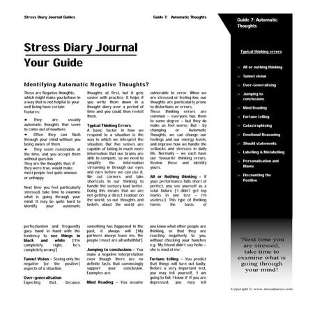 Stress diary guide 7. automatic thoughts