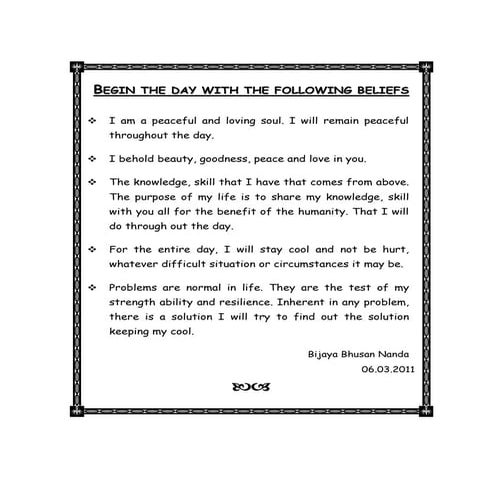 Simple and Powerful promise for Peace and Happiness