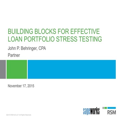 Building Blocks for Loan Portfolio Stress Testing