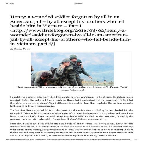 Strife blog. charles bloeser. henry. part i published 2 august 2018