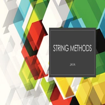 Comprehensive Guide to Java String Methods and Validation Techniques | PPTX