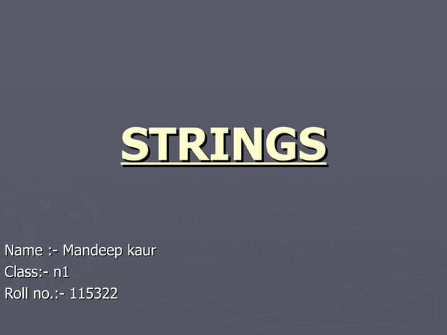 Strings | PPT