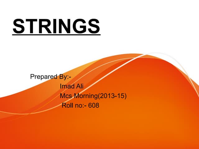 Strings | PPT