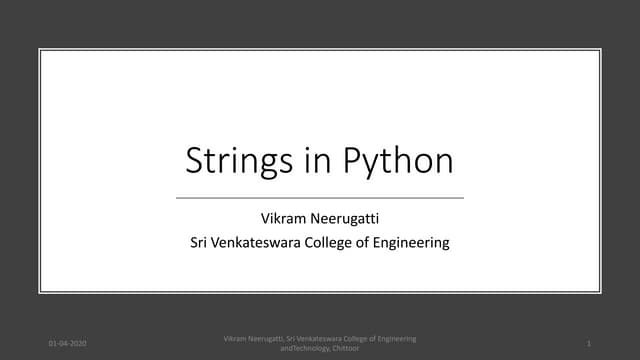 Strings in Python | PPT