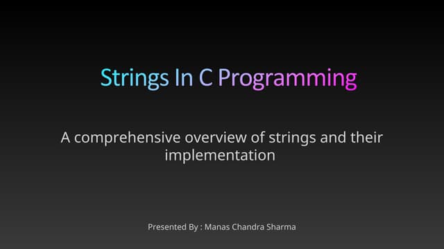 Strings In C and its syntax and uses .ppt