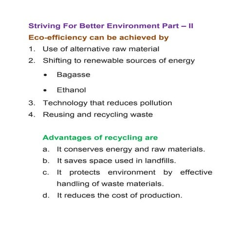 Summery - X - Striving for better Environment Part II  