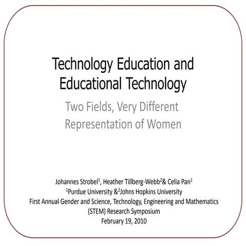 Technology Education and Educational Technology – Two Fields, Very Different ...