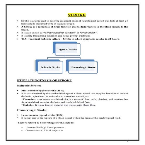STROKE - Brief note for D Pharm Students