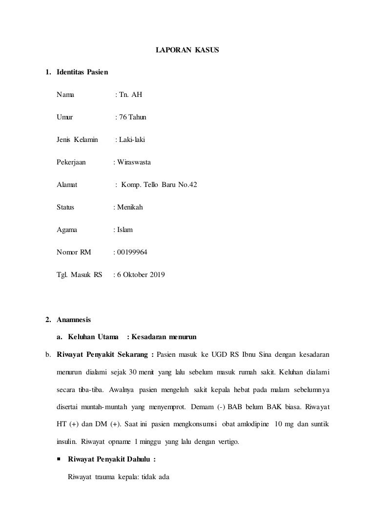 Laporan Kasus Stroke Hemoragik