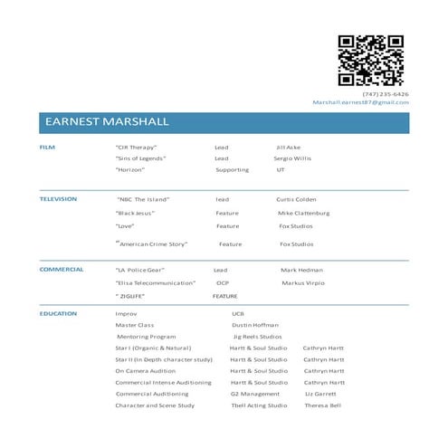 Strong actor resume | DOCX