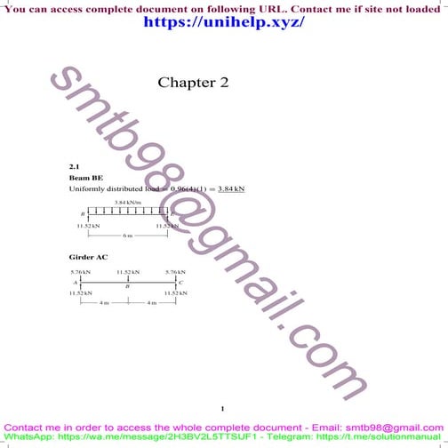 Comprehensive Exercise Solutions - Structural Analysis, 6th SI Edition by Aslam Kassimali