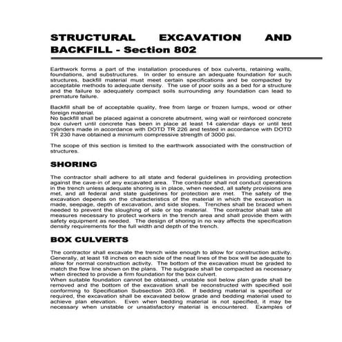 Structural excavation and backfill | PDF