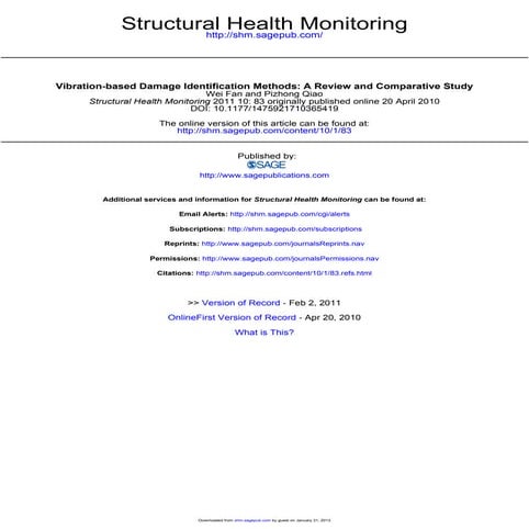 Structural health monitoring 2011-wei fan-83-111