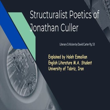 Structuralist poetics of johnathan culler