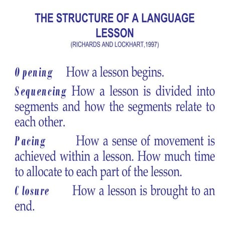 Structure Of A Lesson