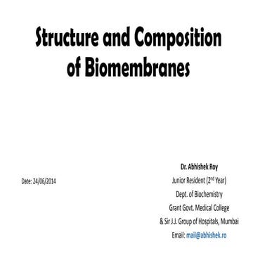 Structure and composition of Biomembranes