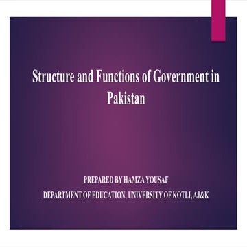 Structure and Functions of Government in Pakistan