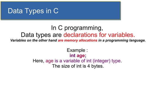 Structured Programming with C - Data Types.ppt