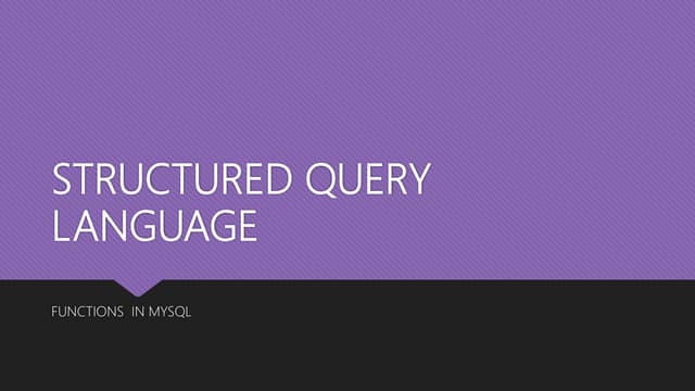 Structured query language functions