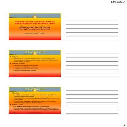 Structure & evolution of strategic management field