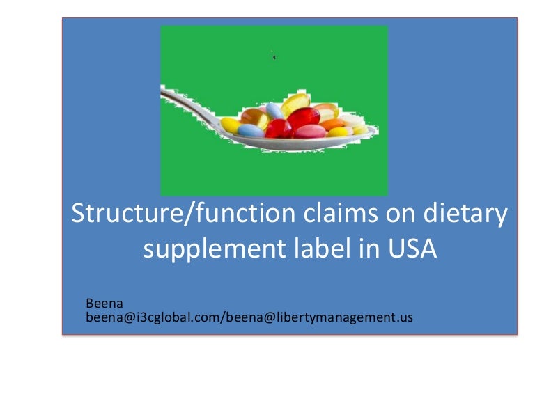 Structure/function claims on dietary supplement label in USA