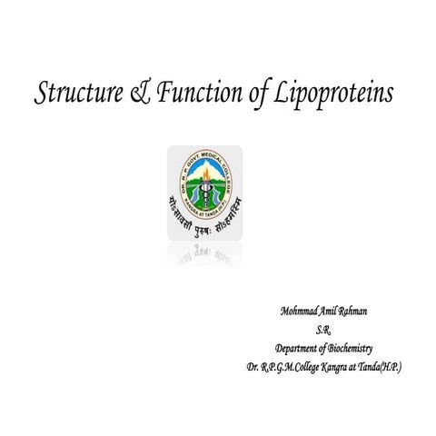 Structure and function of lipoproteins