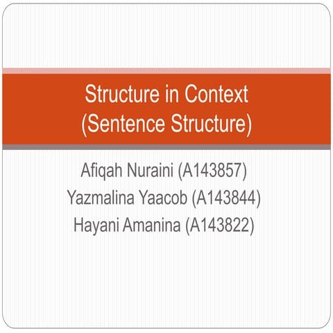 Structure in context (2)