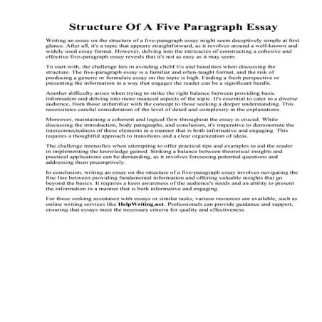 Outline For Five Paragraph Essay. Five Paragraph Essay Sample97 | PDF