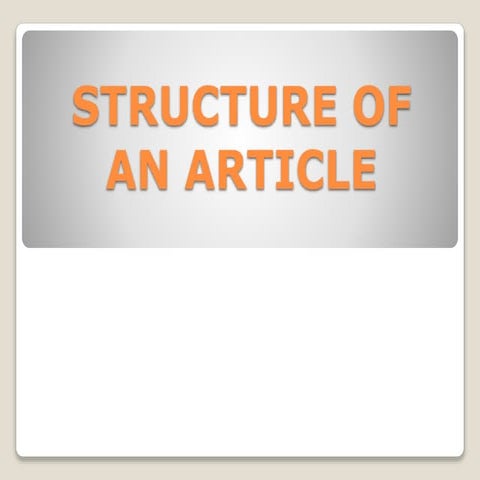 Structure of an article