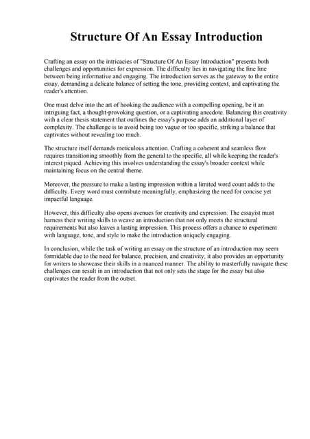 Introductory Essay Sample Pdf