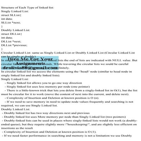 Structure of Each Type of linked listSingly Linked Liststruct .pdf