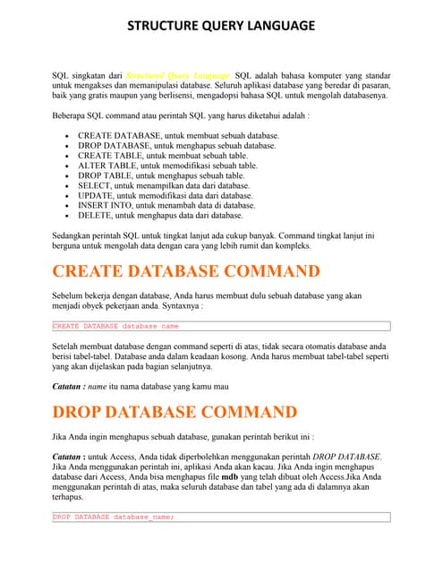 Structure query language | PDF