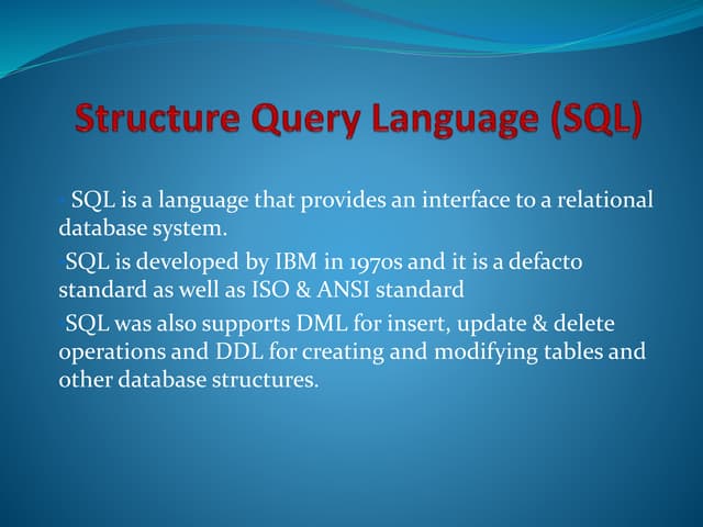 Structure query language (sql) | PPT