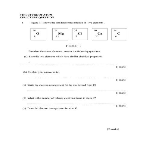 Structure Question (Structure of atom) | DOC