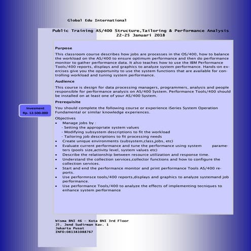 Public Training AS/400 Structure, Tailoring & Performance Analysis (17 ...